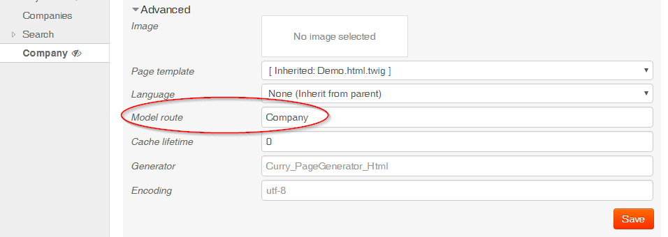 Company model route