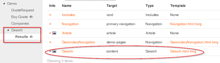Search pages