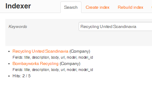 Test search backend